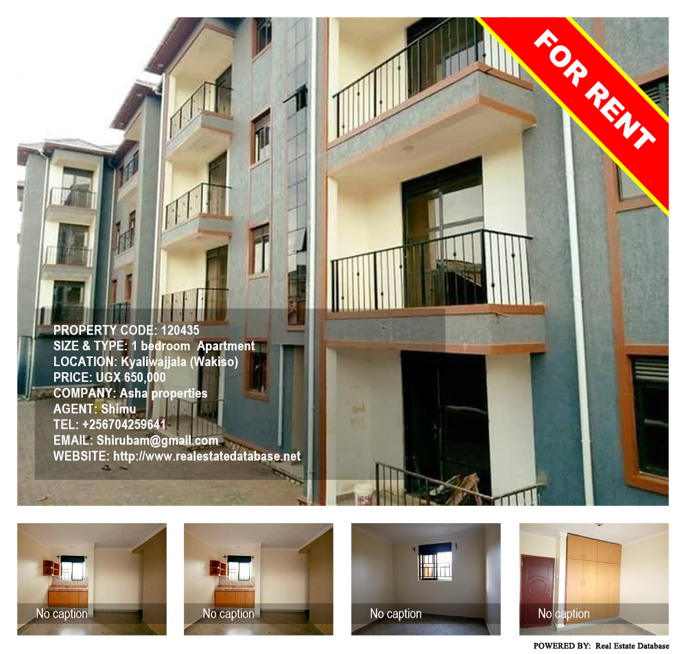 1 bedroom Apartment  for rent in Kyaliwajjala Wakiso Uganda, code: 120435