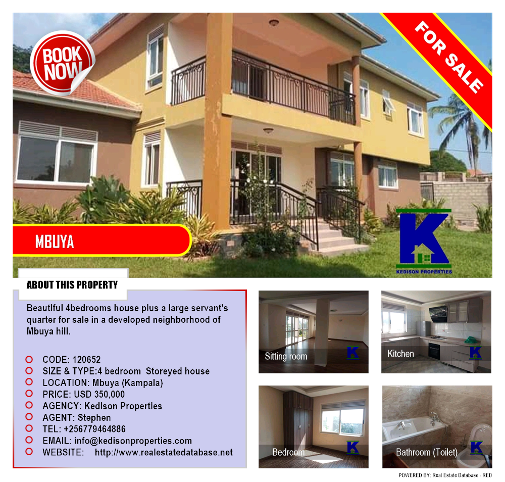 4 bedroom Storeyed house  for sale in Mbuya Kampala Uganda, code: 120652