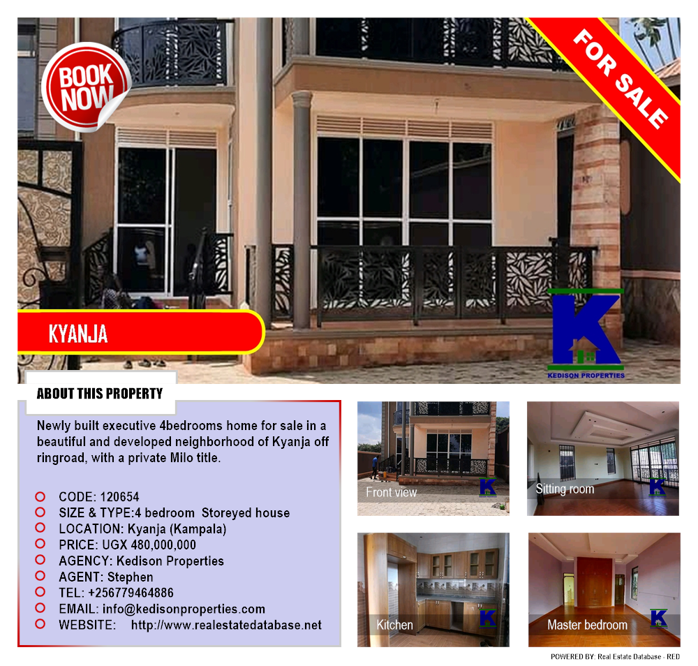 4 bedroom Storeyed house  for sale in Kyanja Kampala Uganda, code: 120654