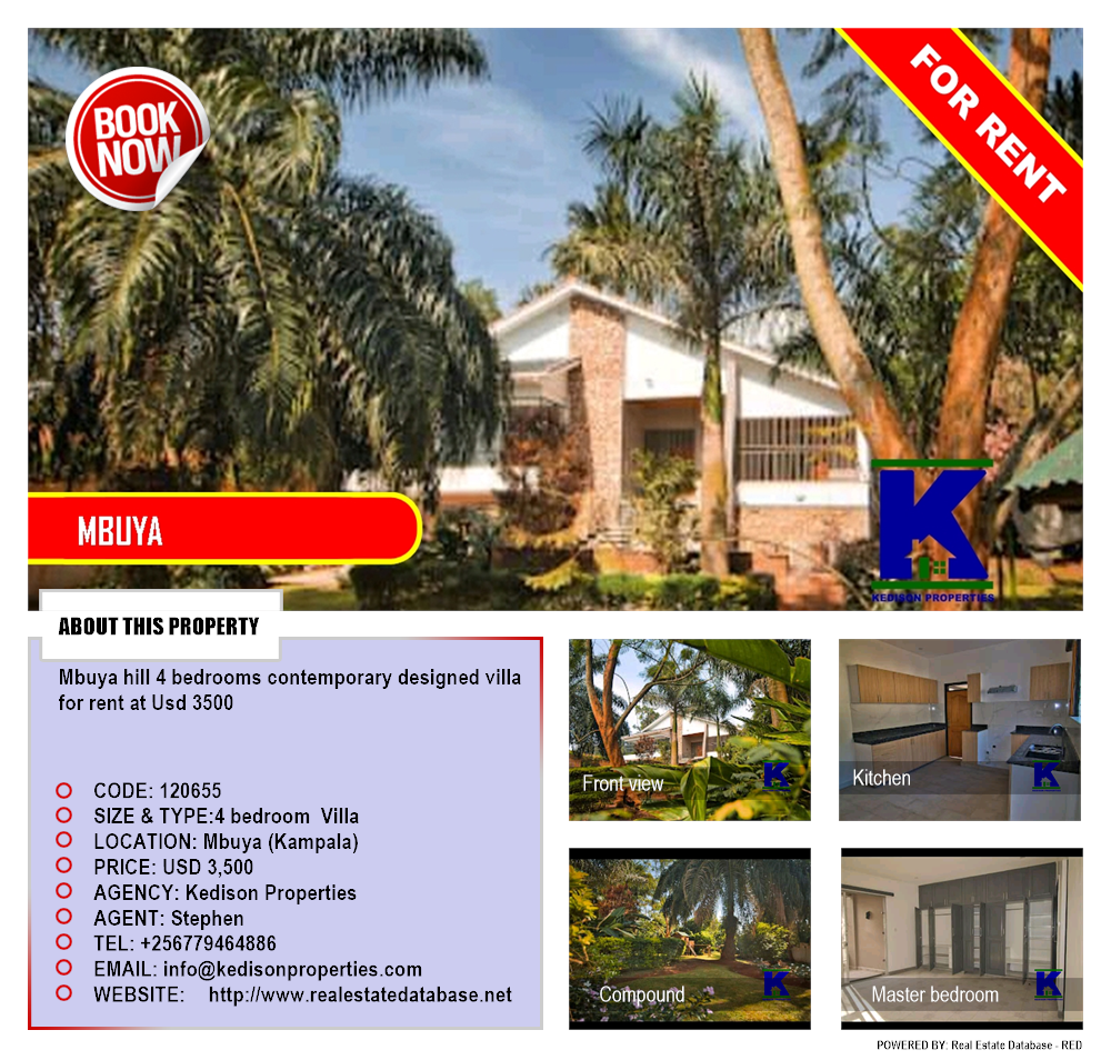 4 bedroom Villa  for rent in Mbuya Kampala Uganda, code: 120655