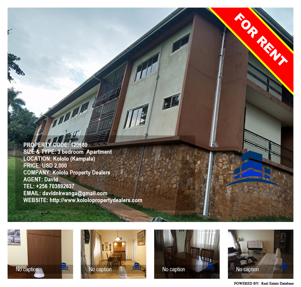 3 bedroom Apartment  for rent in Kololo Kampala Uganda, code: 120689