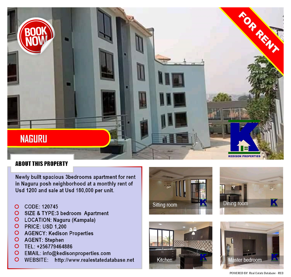 3 bedroom Apartment  for rent in Naguru Kampala Uganda, code: 120745