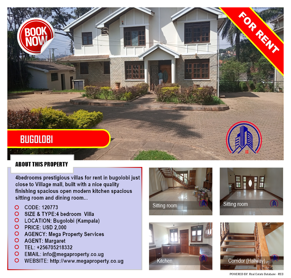 4 bedroom Villa  for rent in Bugoloobi Kampala Uganda, code: 120773