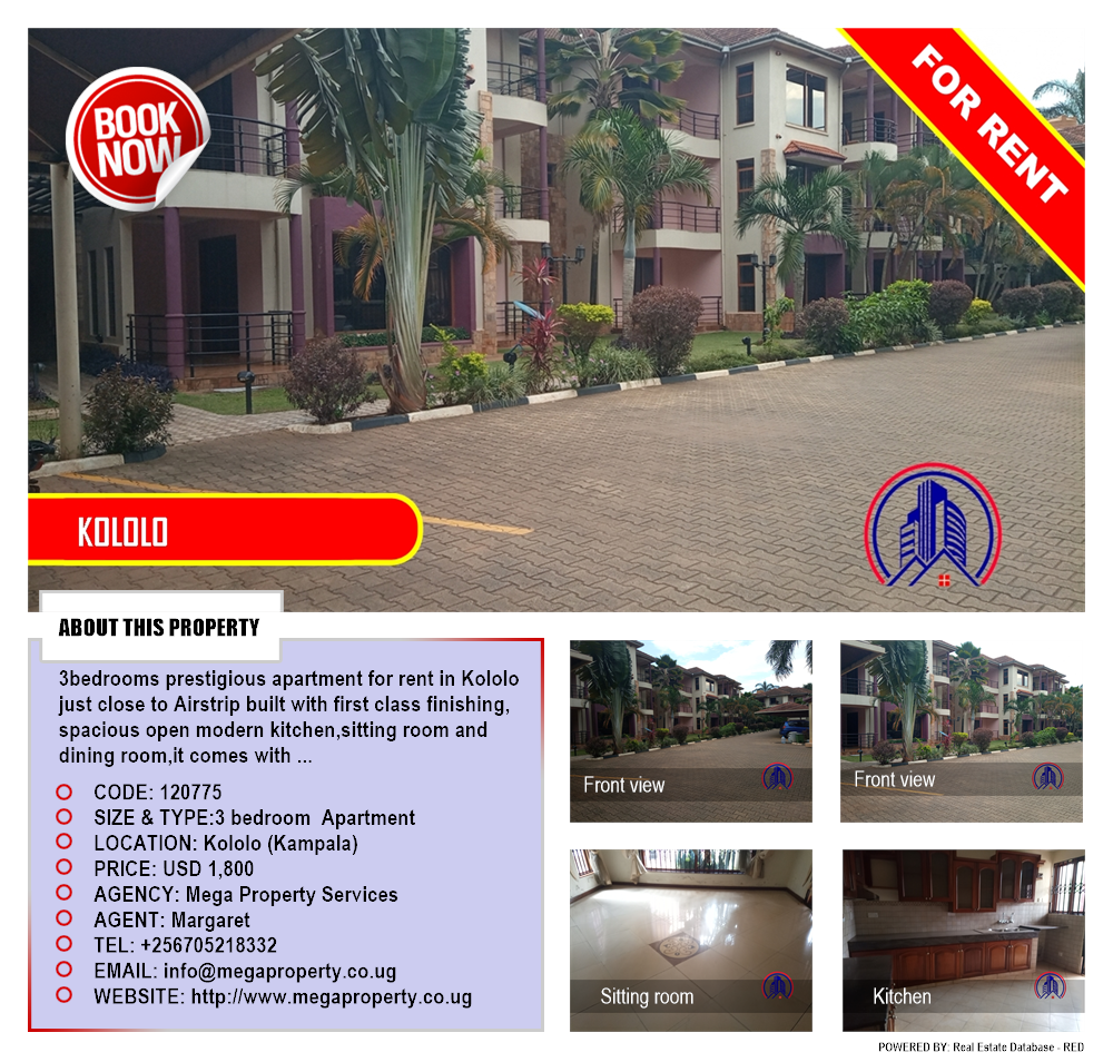 3 bedroom Apartment  for rent in Kololo Kampala Uganda, code: 120775