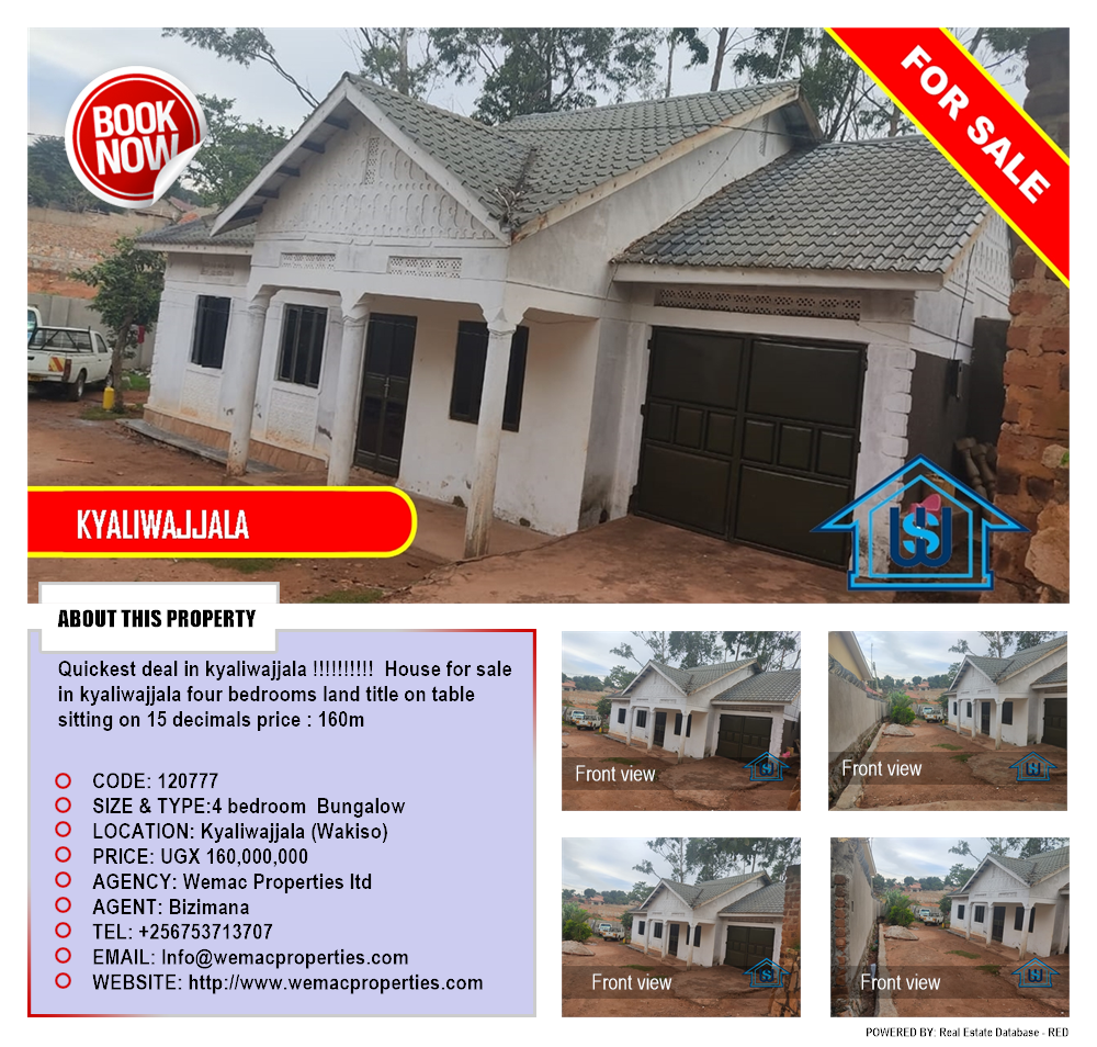 4 bedroom Bungalow  for sale in Kyaliwajjala Wakiso Uganda, code: 120777