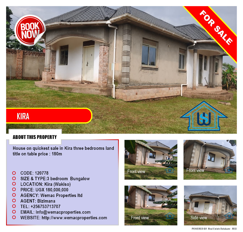 3 bedroom Bungalow  for sale in Kira Wakiso Uganda, code: 120778