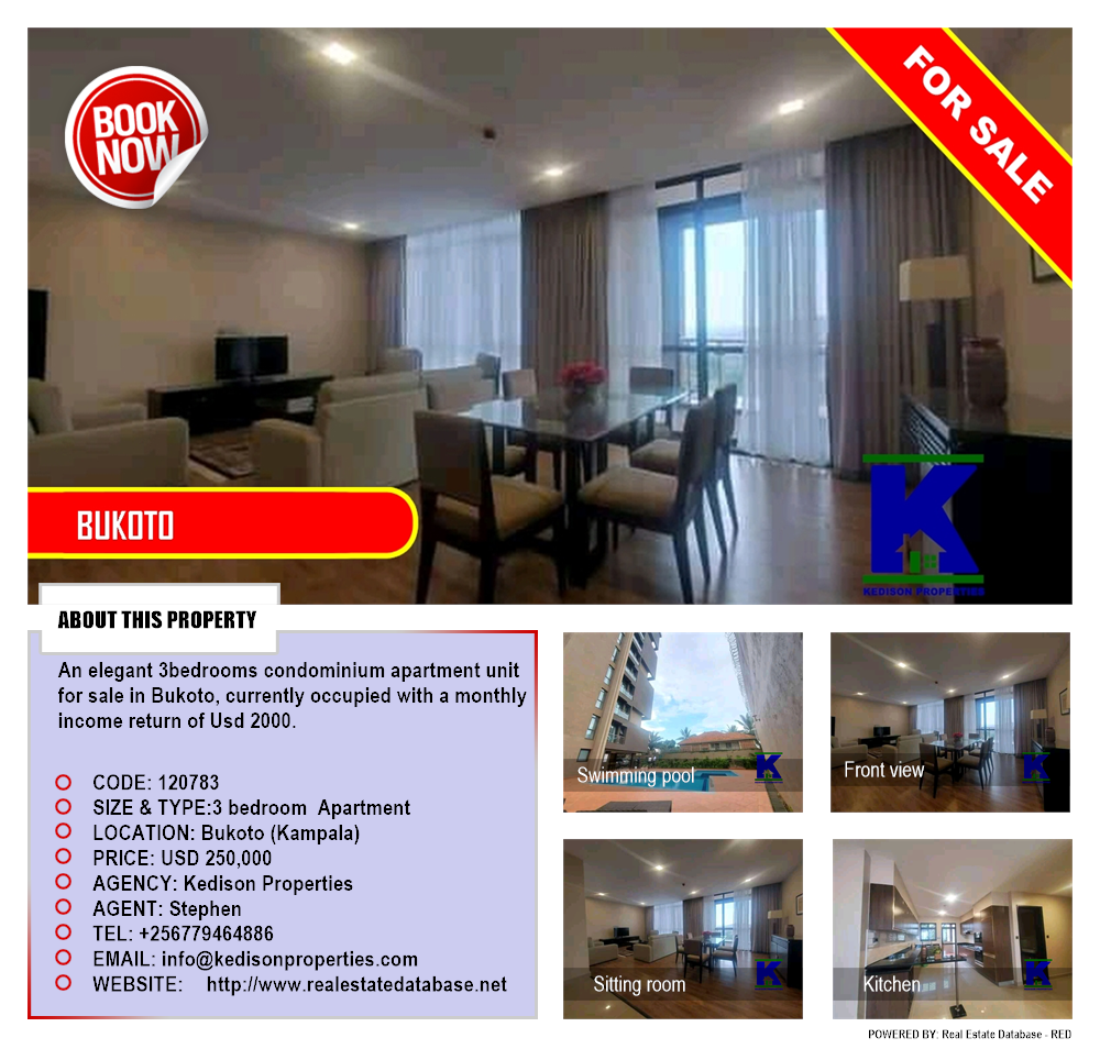 3 bedroom Apartment  for sale in Bukoto Kampala Uganda, code: 120783