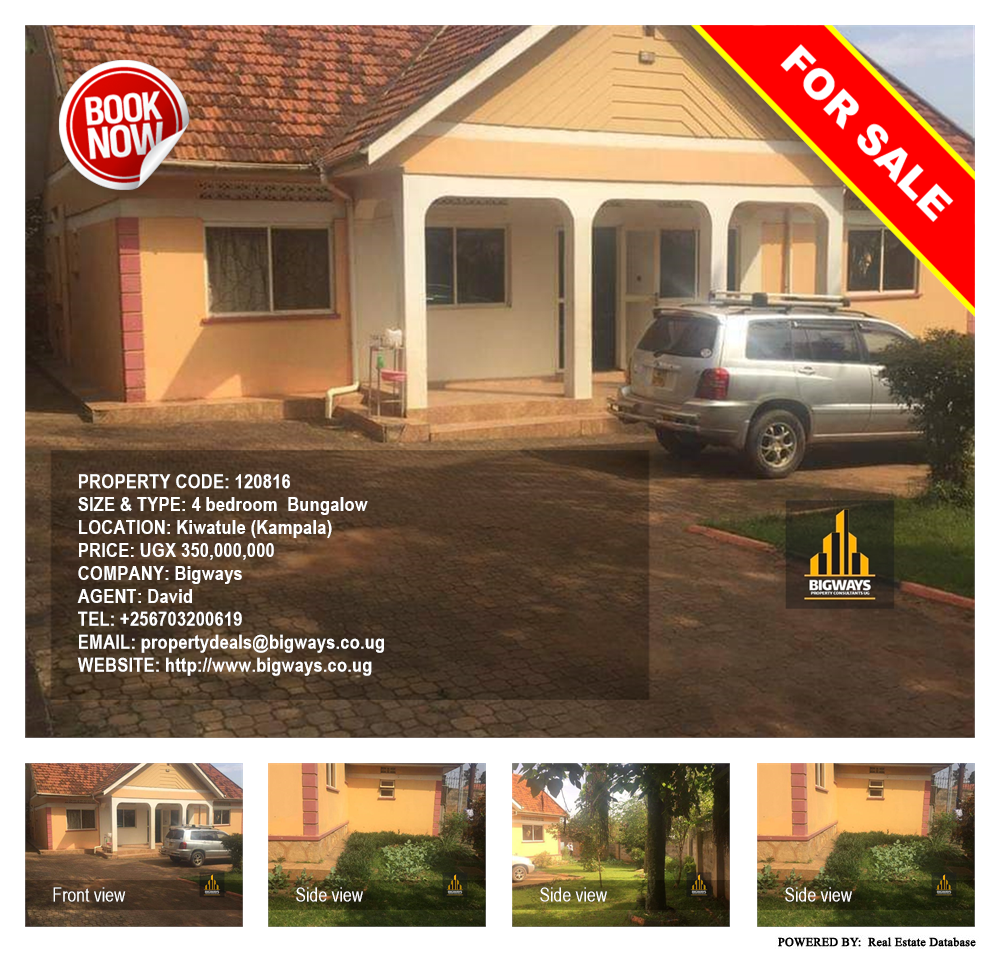 4 bedroom Bungalow  for sale in Kiwaatule Kampala Uganda, code: 120816