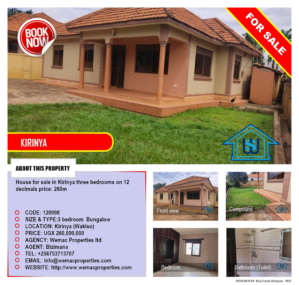 3 bedroom Bungalow  for sale in Kirinya Wakiso Uganda, code: 120998