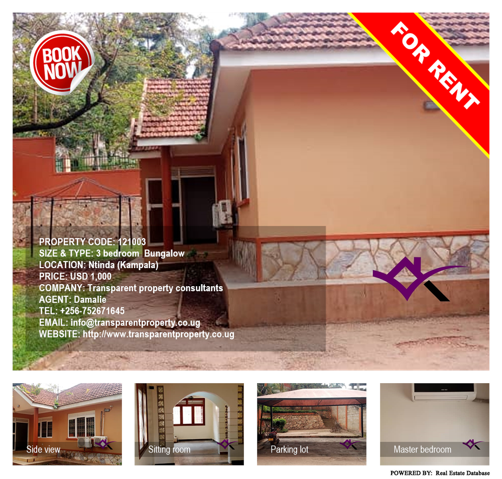 3 bedroom Bungalow  for rent in Ntinda Kampala Uganda, code: 121003