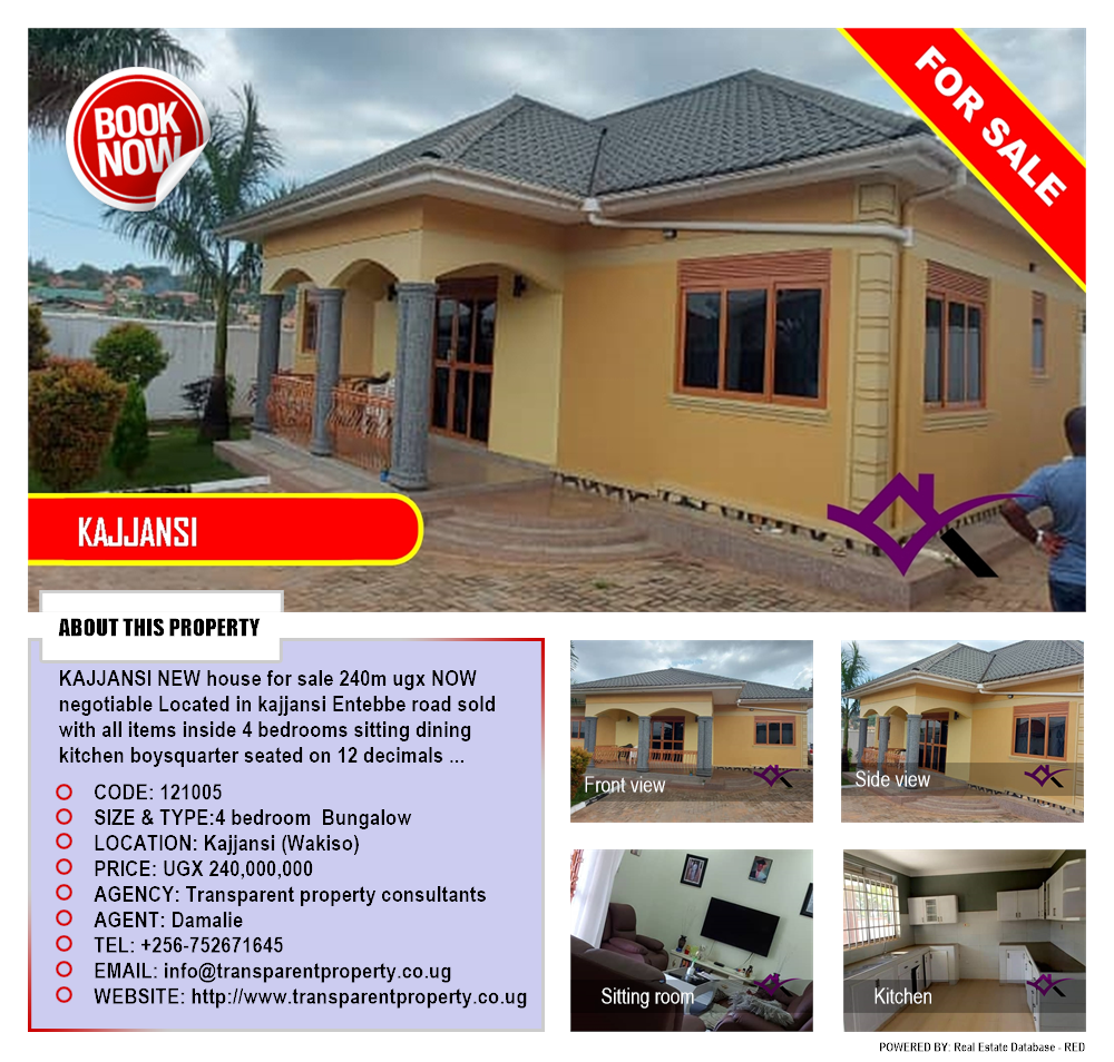 4 bedroom Bungalow  for sale in Kajjansi Wakiso Uganda, code: 121005