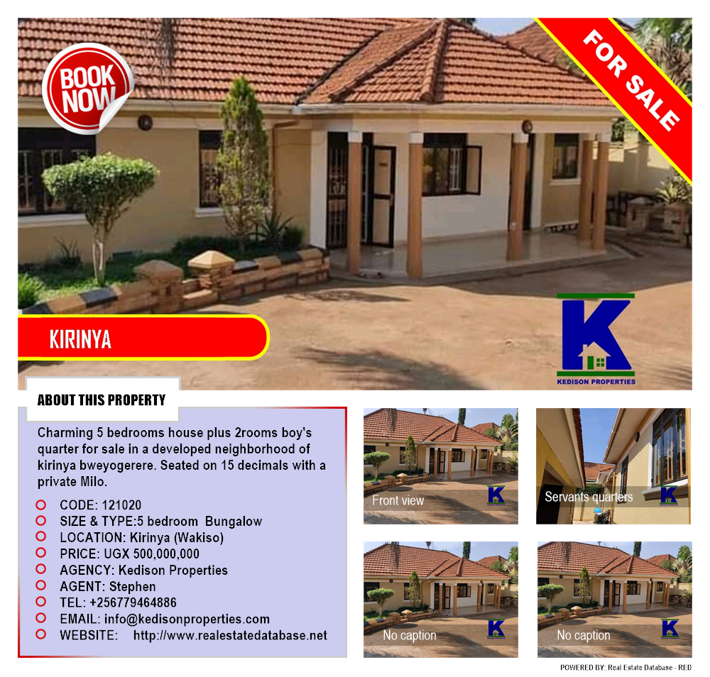 5 bedroom Bungalow  for sale in Kirinya Wakiso Uganda, code: 121020
