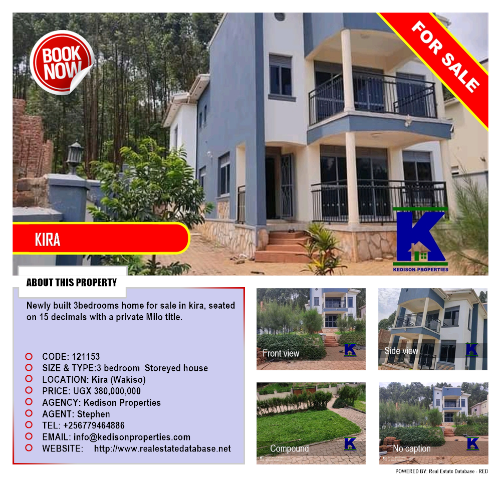 3 bedroom Storeyed house  for sale in Kira Wakiso Uganda, code: 121153