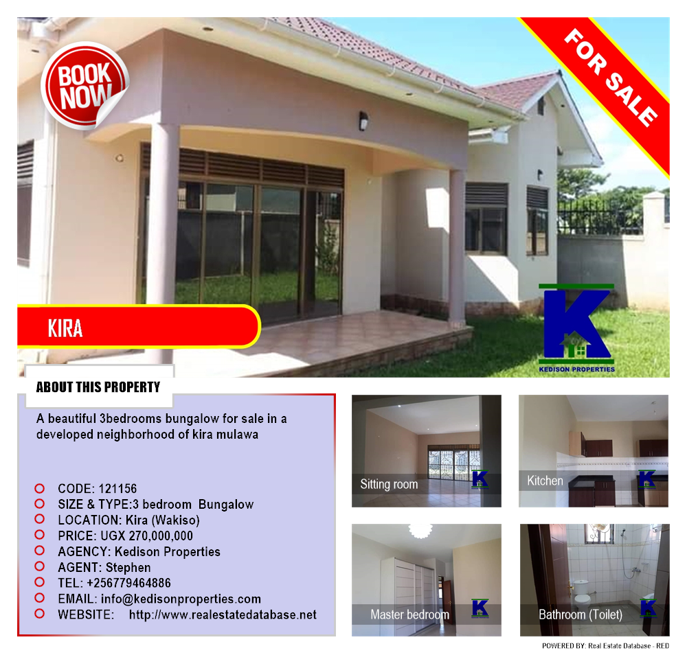 3 bedroom Bungalow  for sale in Kira Wakiso Uganda, code: 121156