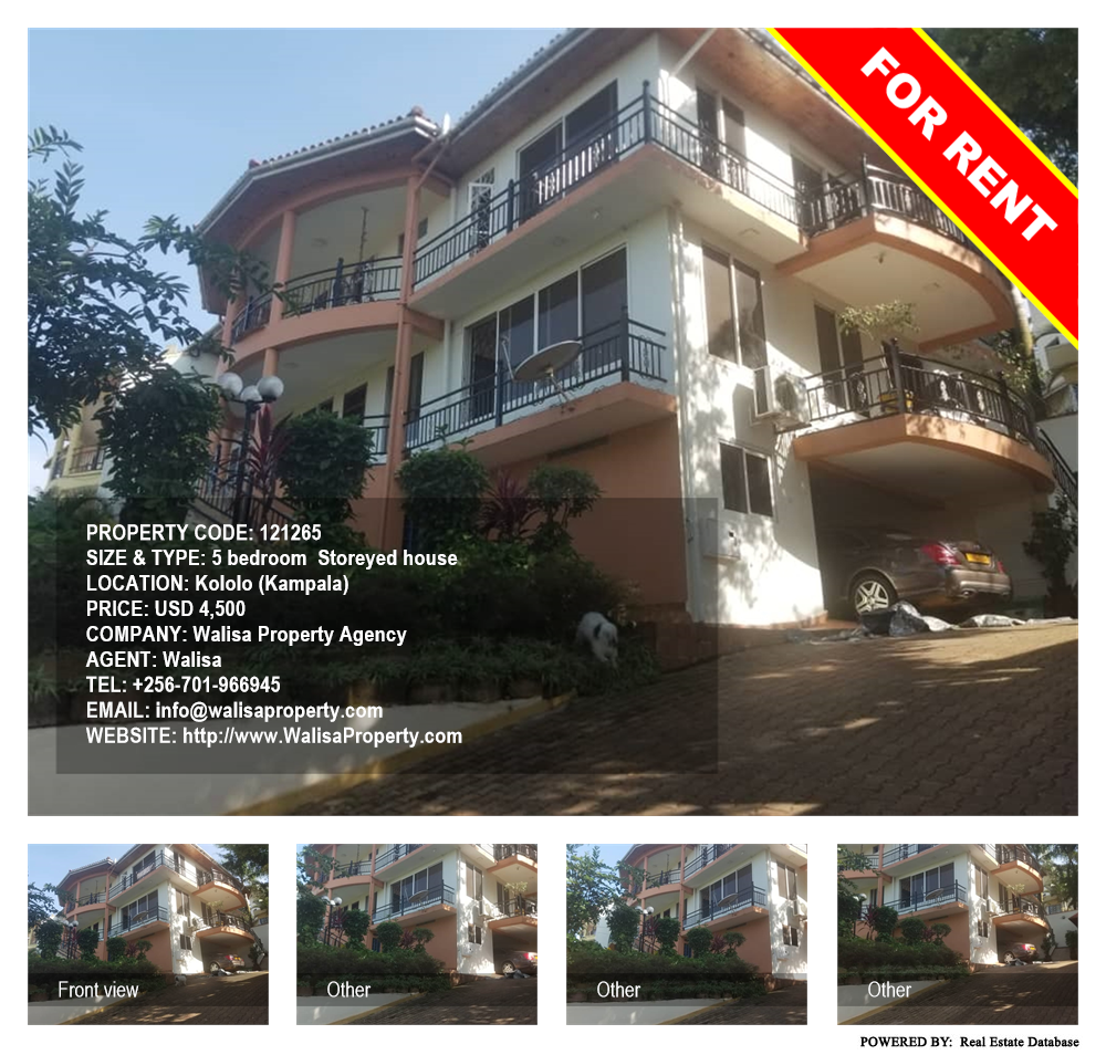 5 bedroom Storeyed house  for rent in Kololo Kampala Uganda, code: 121265