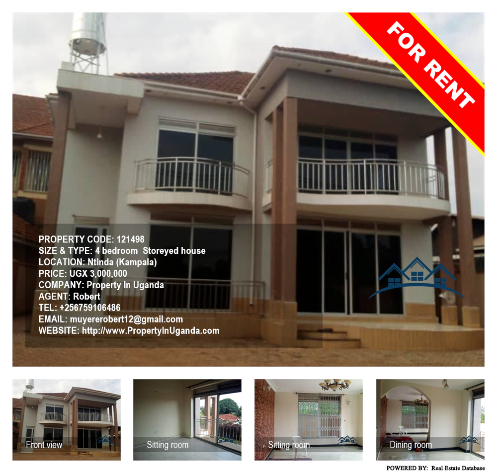 4 bedroom Storeyed house  for rent in Ntinda Kampala Uganda, code: 121498