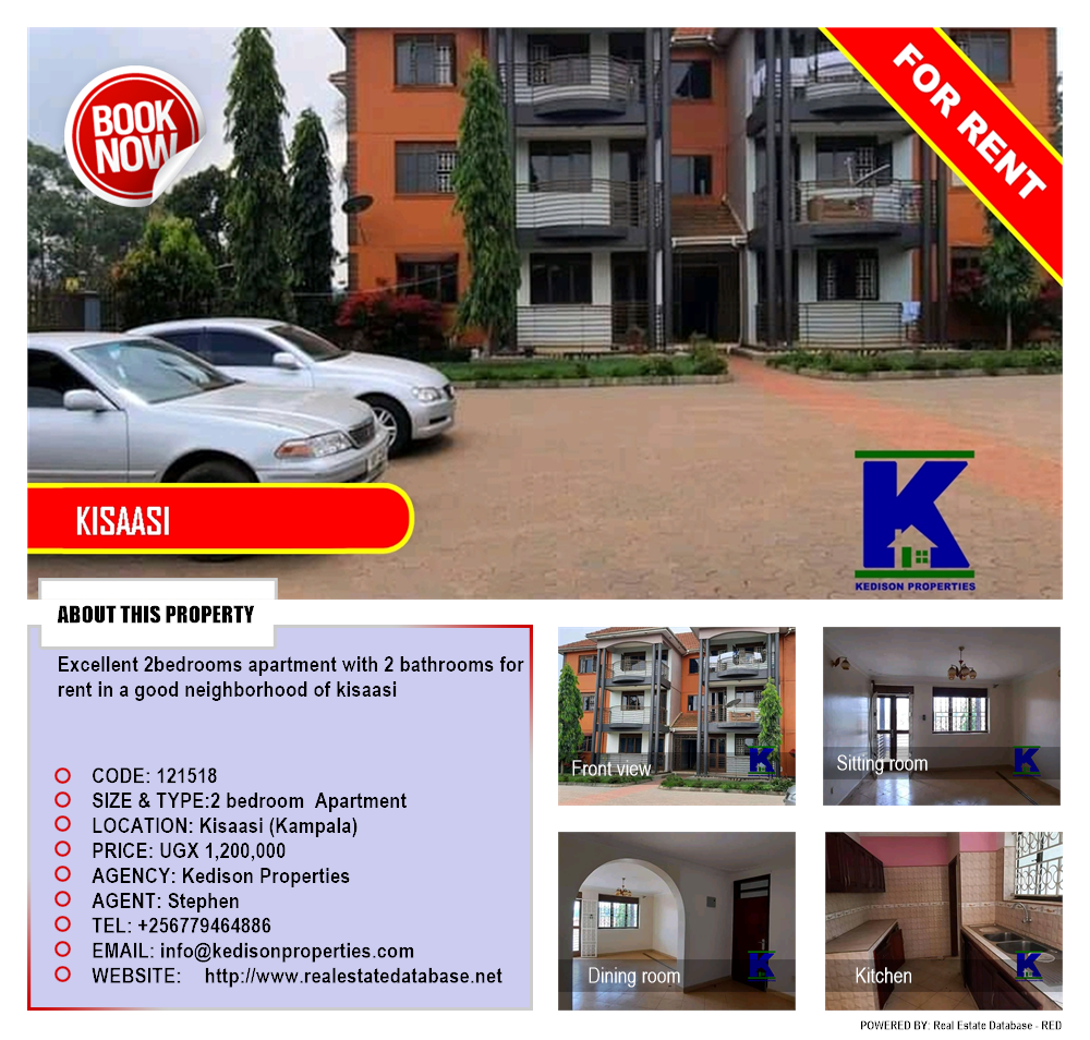 2 bedroom Apartment  for rent in Kisaasi Kampala Uganda, code: 121518