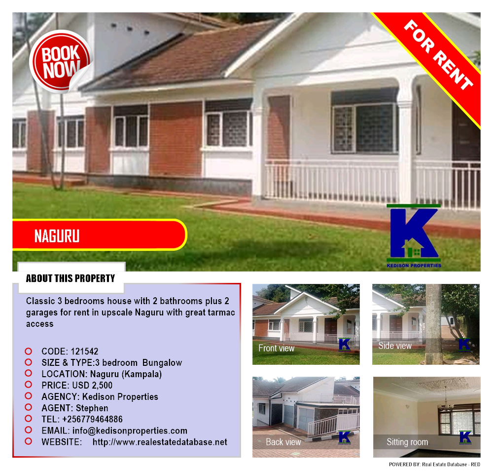 3 bedroom Bungalow  for rent in Naguru Kampala Uganda, code: 121542