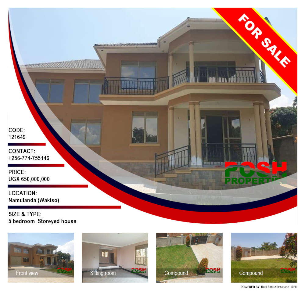 5 bedroom Storeyed house  for sale in Namulanda Wakiso Uganda, code: 121649