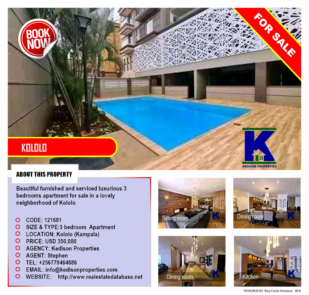 3 bedroom Apartment  for sale in Kololo Kampala Uganda, code: 121681