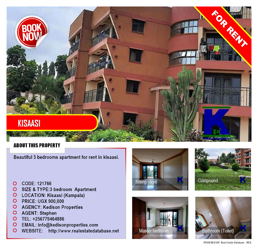 3 bedroom Apartment  for rent in Kisaasi Kampala Uganda, code: 121766
