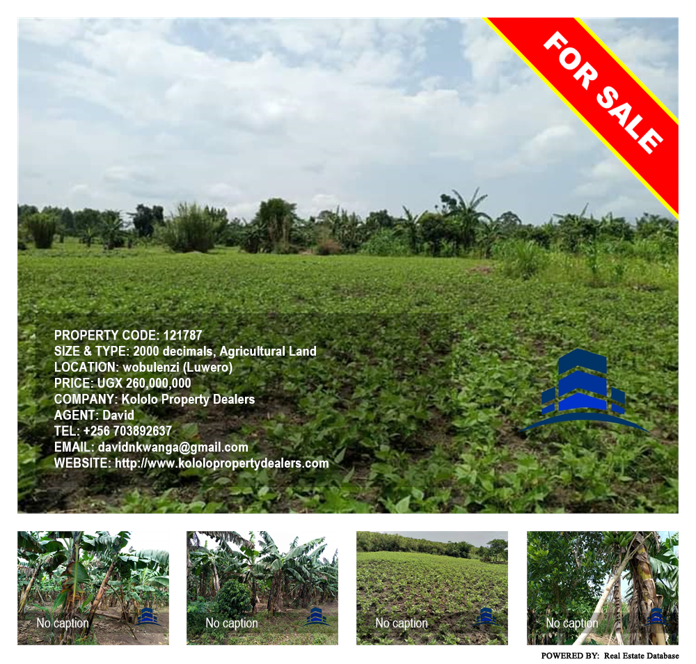 Agricultural Land  for sale in Wobulenzi Luweero Uganda, code: 121787