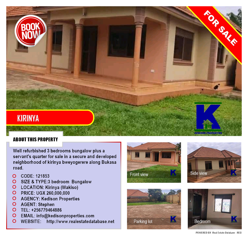 3 bedroom Bungalow  for sale in Kirinya Wakiso Uganda, code: 121853