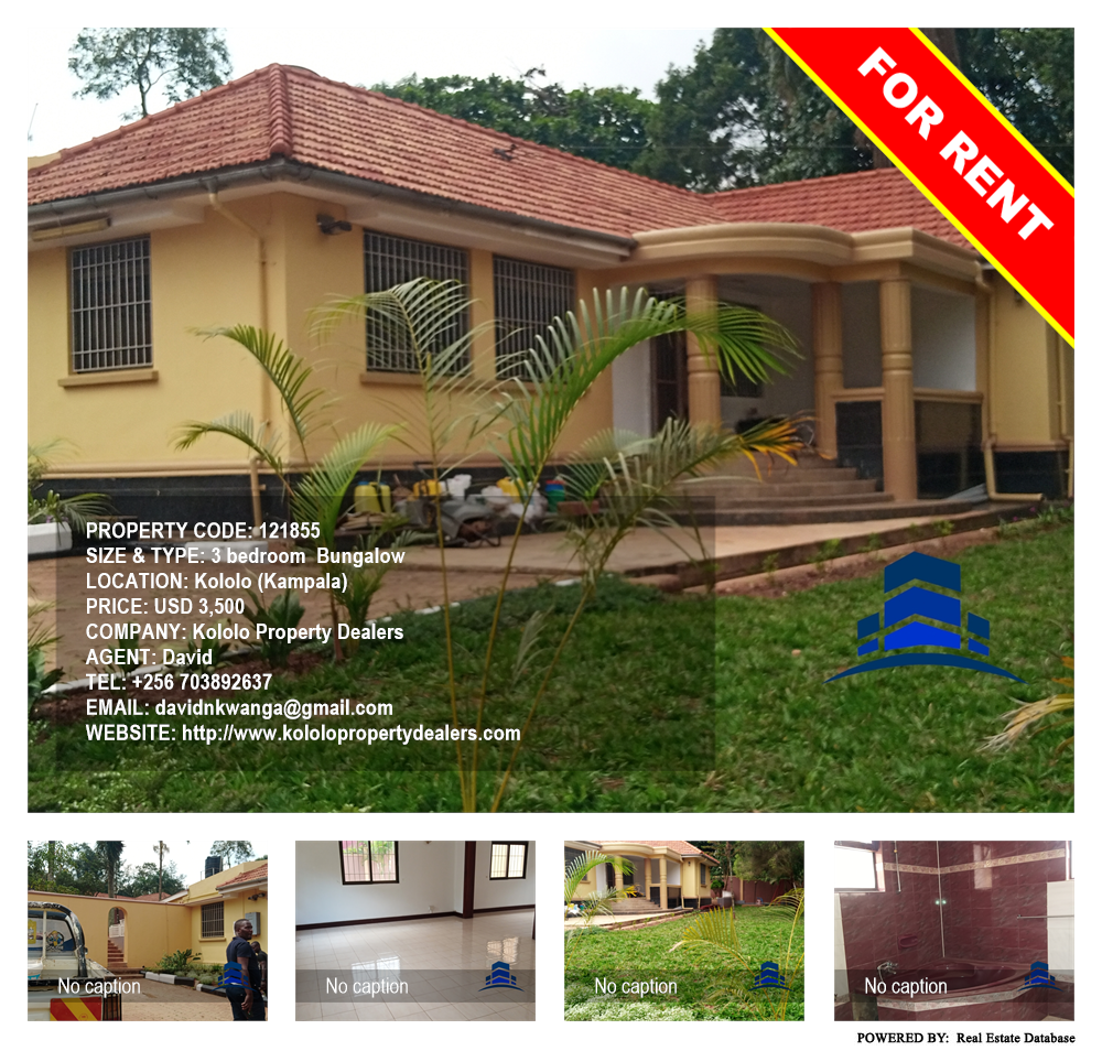 3 bedroom Bungalow  for rent in Kololo Kampala Uganda, code: 121855