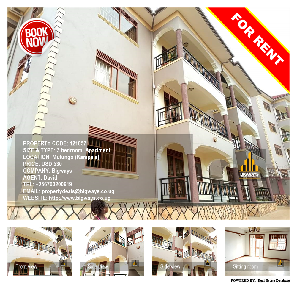 3 bedroom Apartment  for rent in Mutungo Kampala Uganda, code: 121857