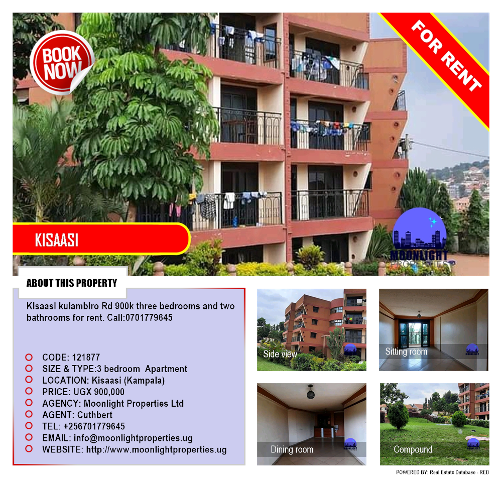 3 bedroom Apartment  for rent in Kisaasi Kampala Uganda, code: 121877