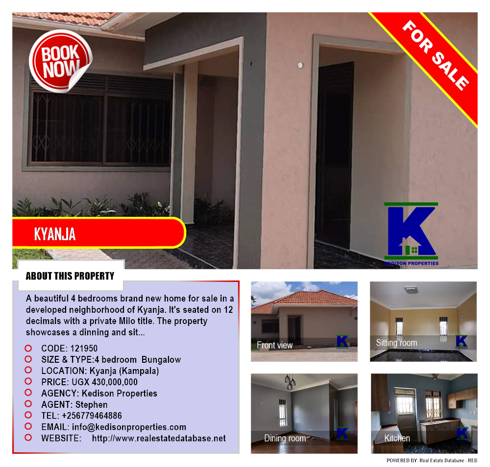 4 bedroom Bungalow  for sale in Kyanja Kampala Uganda, code: 121950