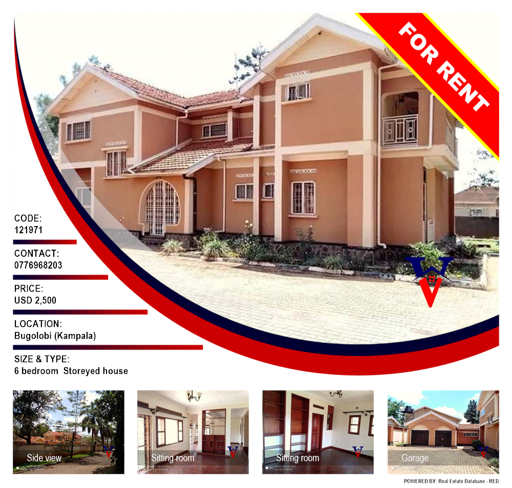 6 bedroom Storeyed house  for rent in Bugoloobi Kampala Uganda, code: 121971