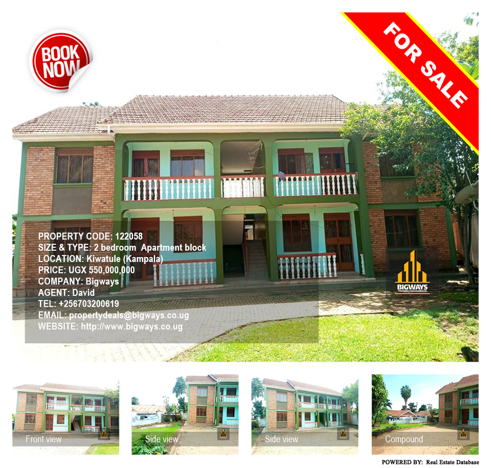 2 bedroom Apartment block  for sale in Kiwaatule Kampala Uganda, code: 122058