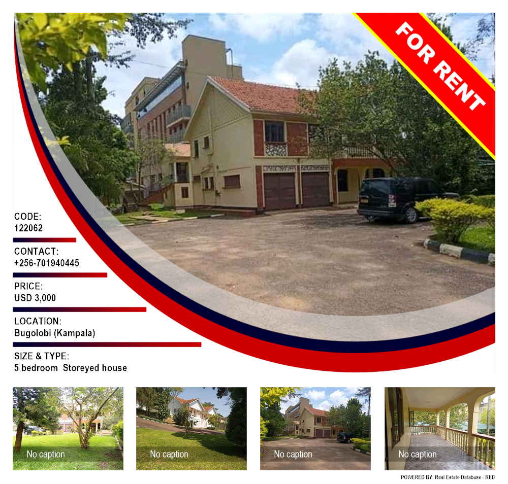 5 bedroom Storeyed house  for rent in Bugoloobi Kampala Uganda, code: 122062