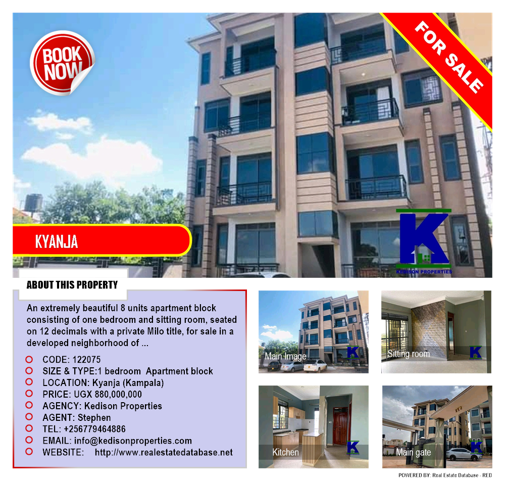 1 bedroom Apartment block  for sale in Kyanja Kampala Uganda, code: 122075