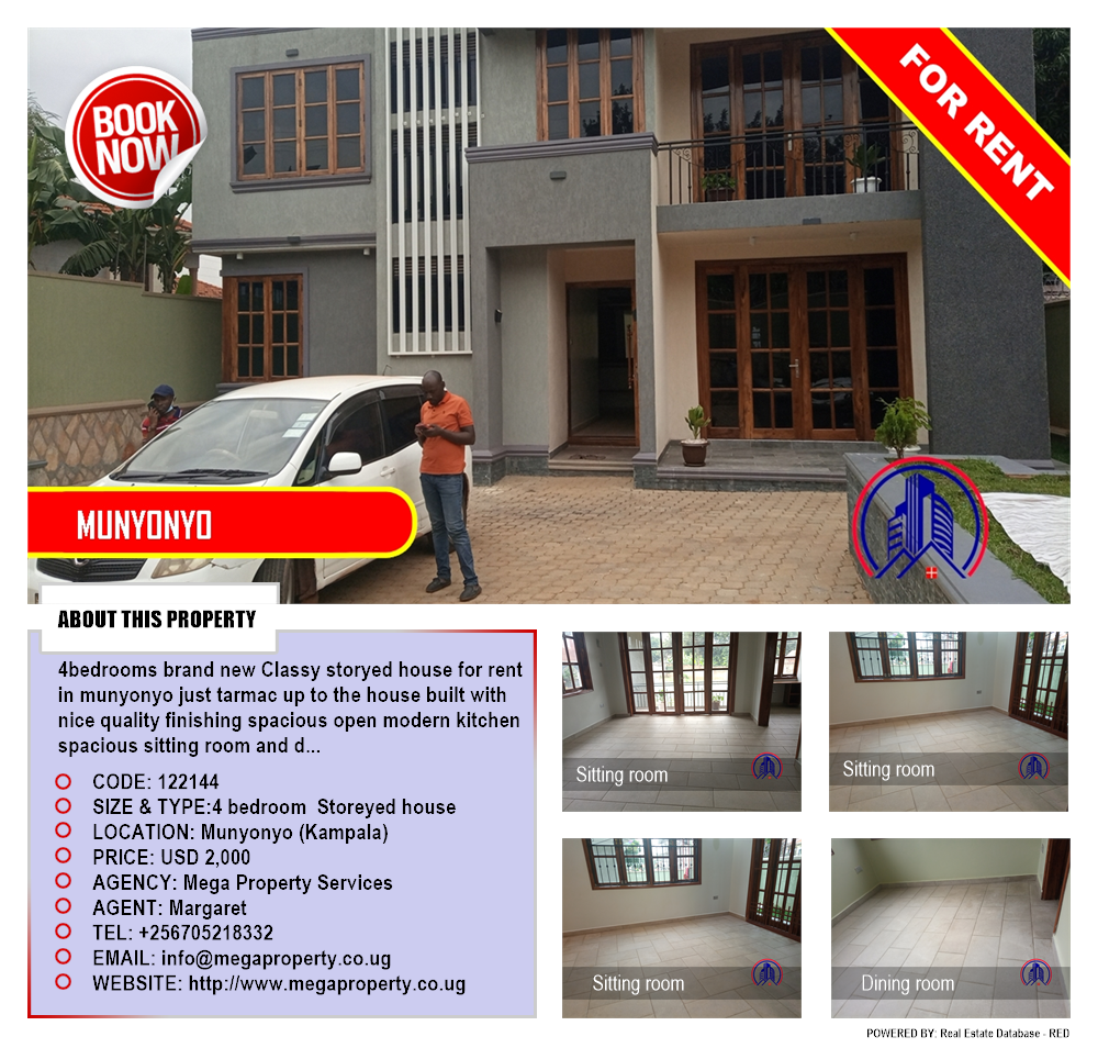 4 bedroom Storeyed house  for rent in Munyonyo Kampala Uganda, code: 122144