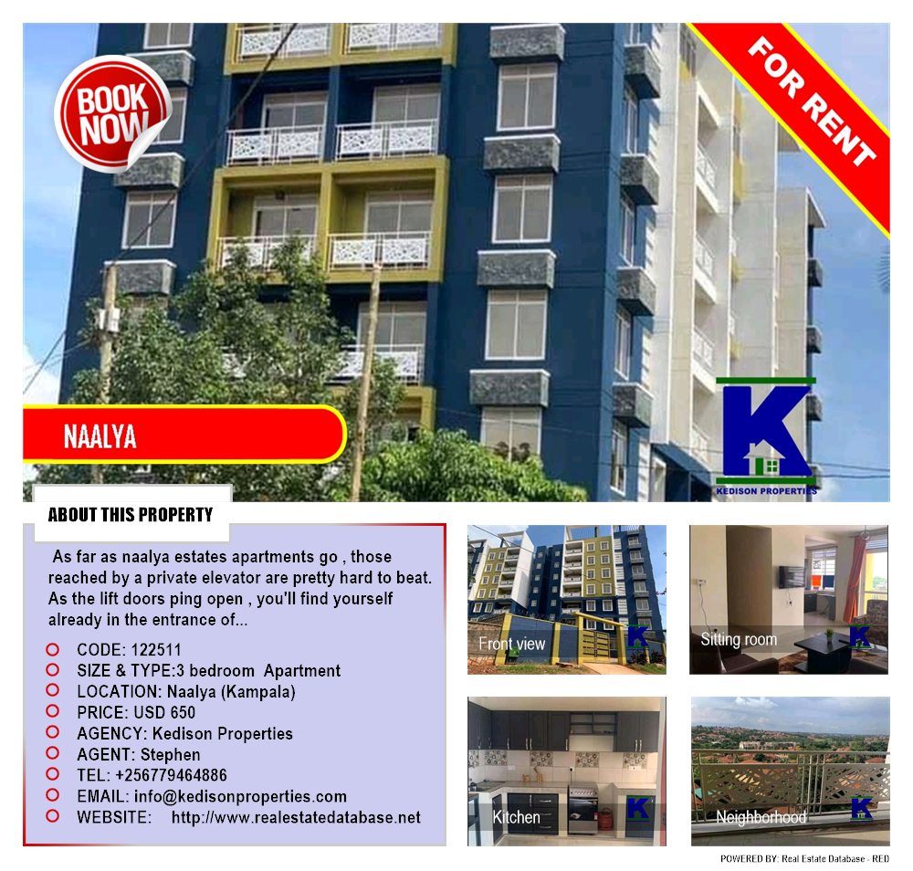 3 bedroom Apartment  for rent in Naalya Kampala Uganda, code: 122511
