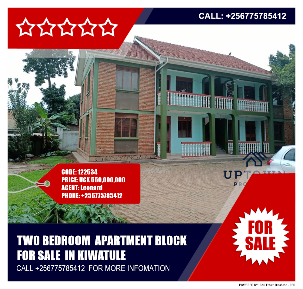 2 bedroom Apartment block  for sale in Kiwaatule Kampala Uganda, code: 122534