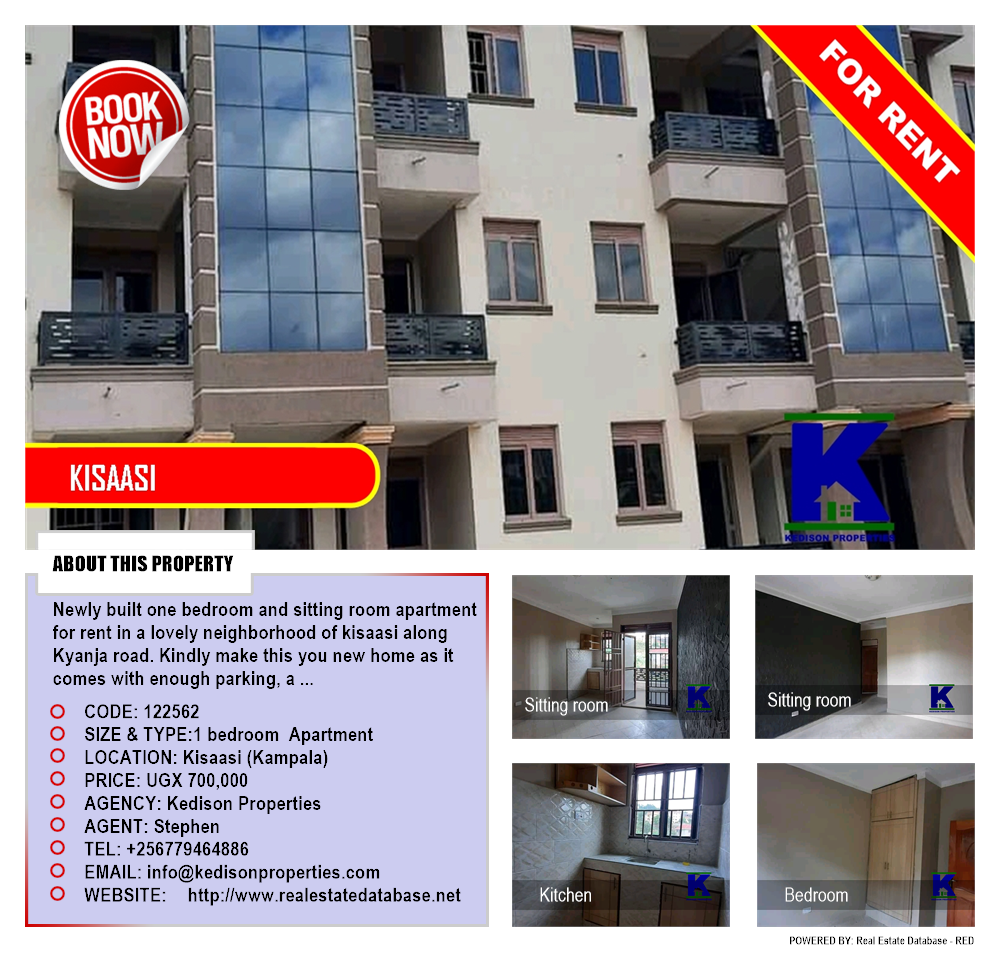 1 bedroom Apartment  for rent in Kisaasi Kampala Uganda, code: 122562