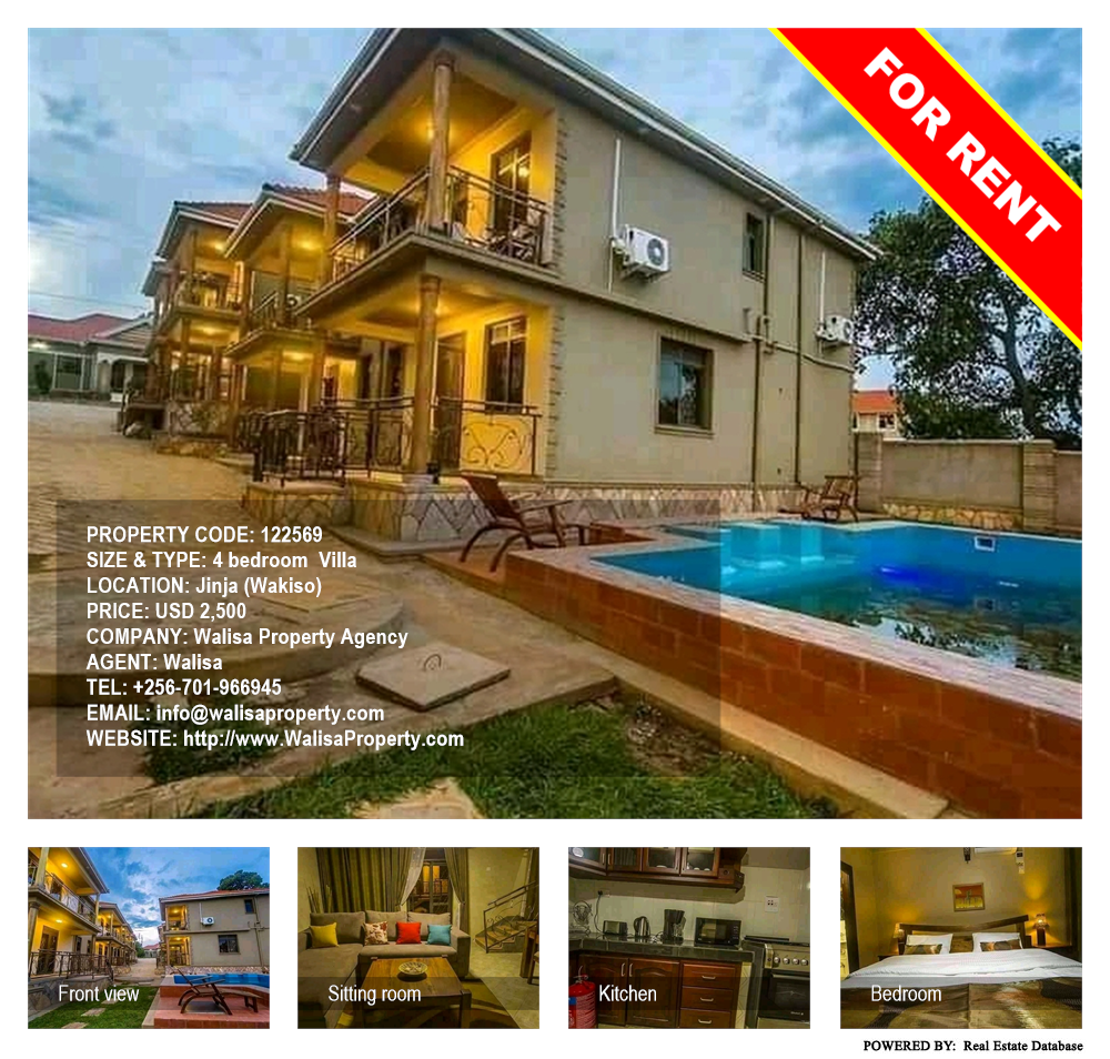 4 bedroom Villa  for rent in Jinja Wakiso Uganda, code: 122569