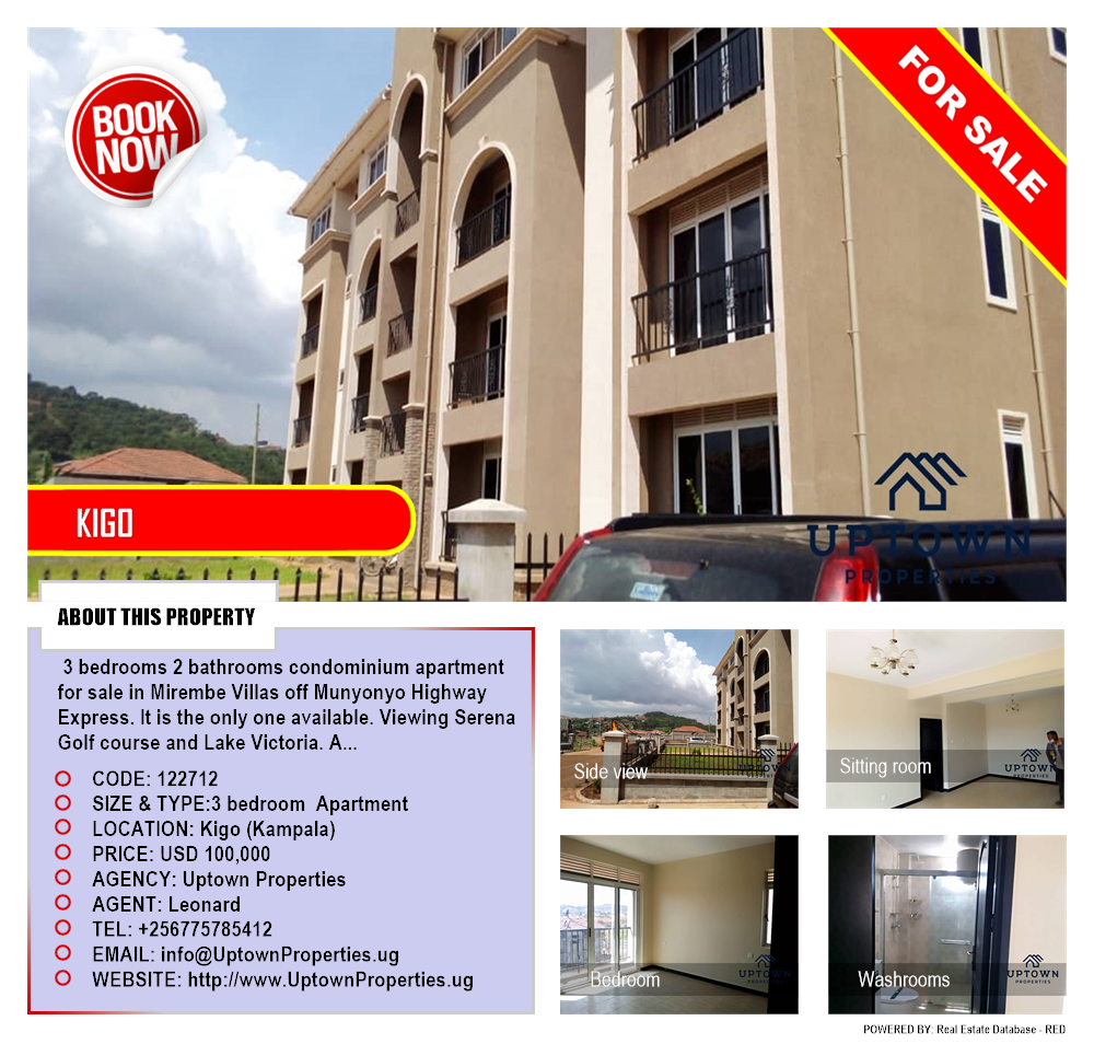 3 bedroom Apartment  for sale in Kigo Kampala Uganda, code: 122712
