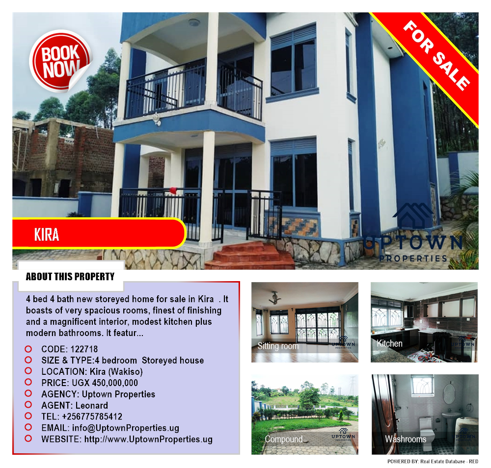 4 bedroom Storeyed house  for sale in Kira Wakiso Uganda, code: 122718