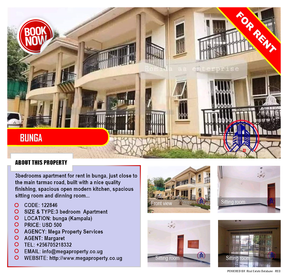 3 bedroom Apartment  for rent in Bbunga Kampala Uganda, code: 122846