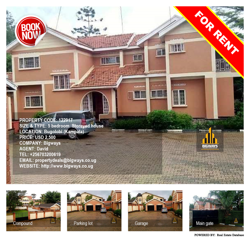 5 bedroom Storeyed house  for rent in Bugoloobi Kampala Uganda, code: 122917