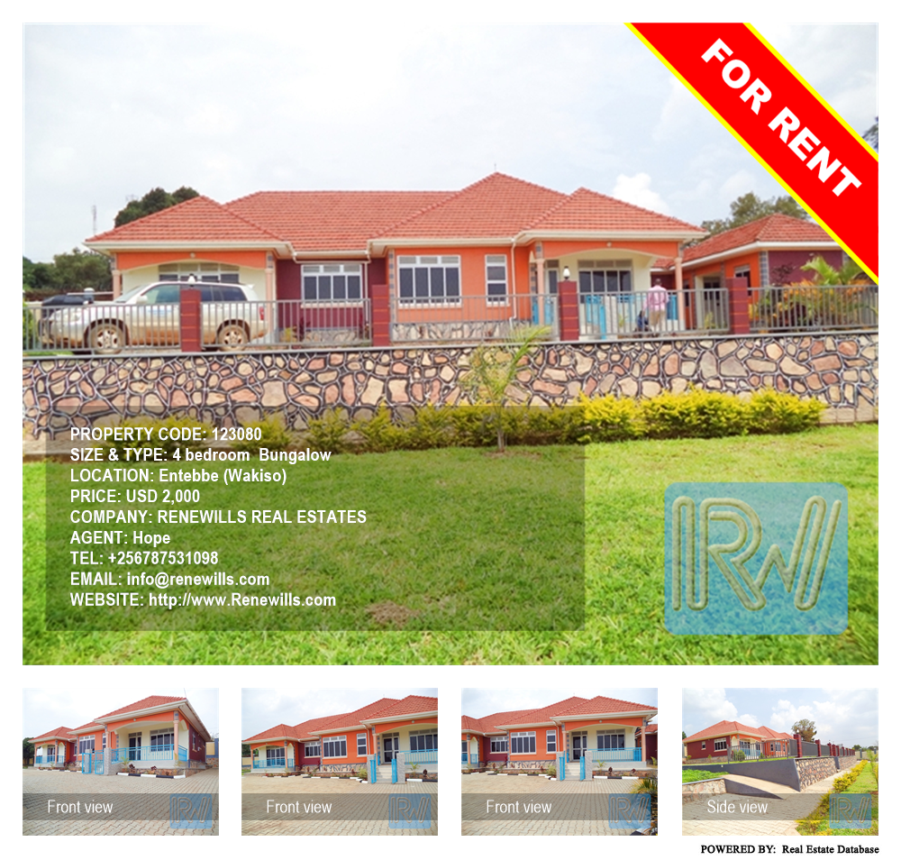 4 bedroom Bungalow  for rent in Entebbe Wakiso Uganda, code: 123080