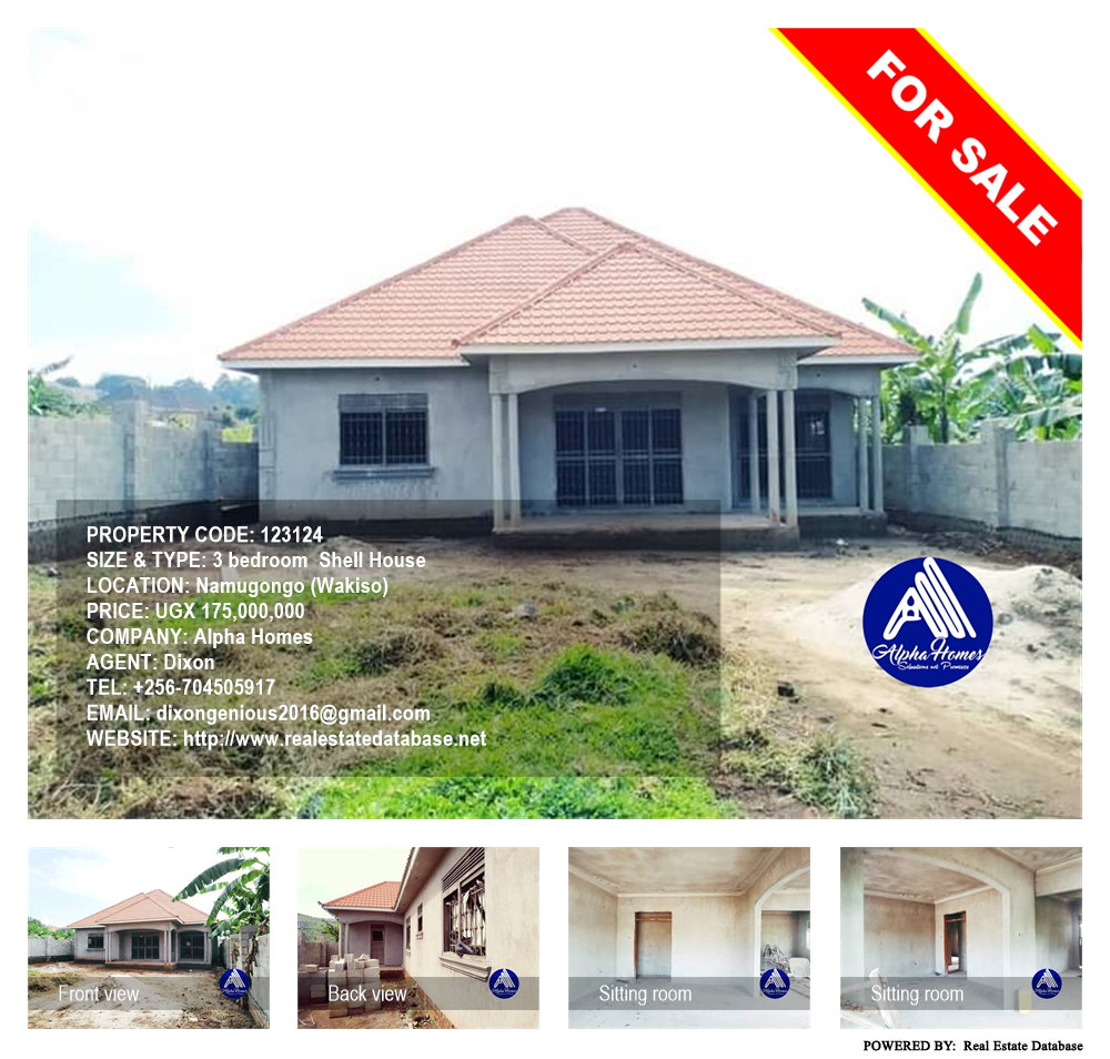 3 bedroom Shell House  for sale in Namugongo Wakiso Uganda, code: 123124
