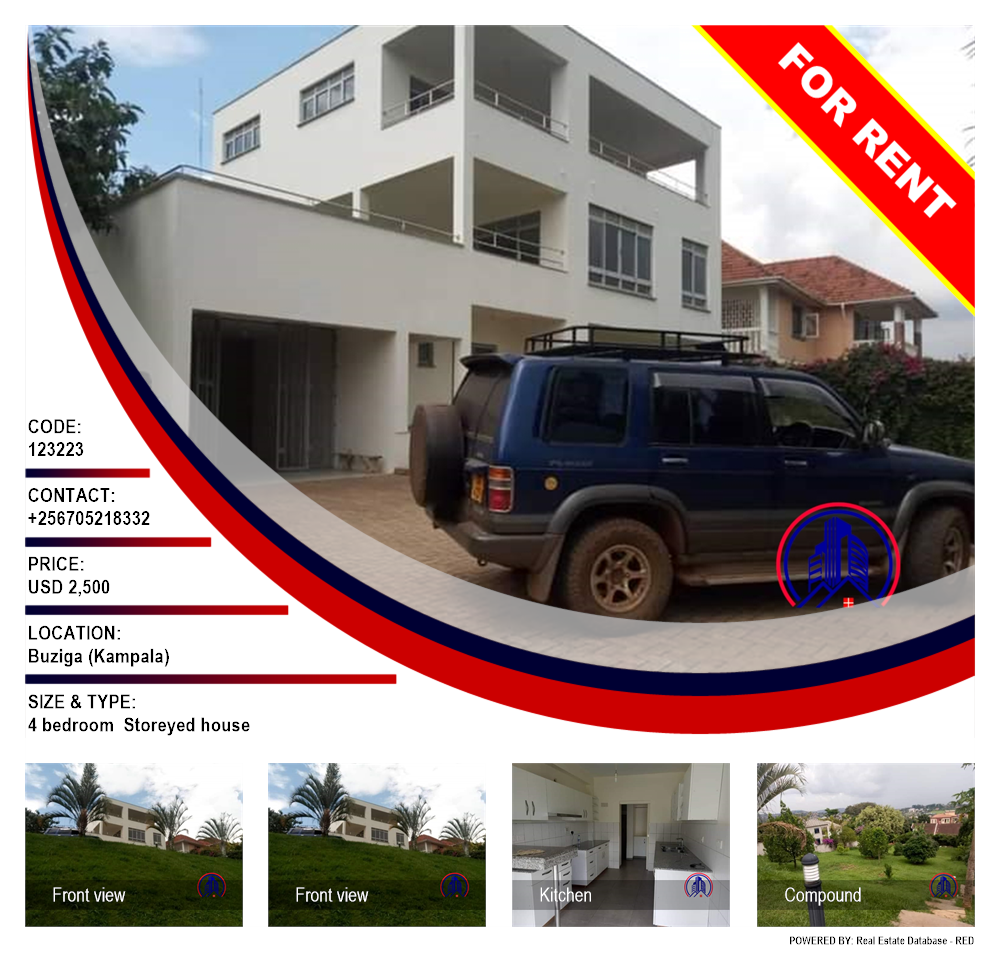 4 bedroom Storeyed house  for rent in Buziga Kampala Uganda, code: 123223