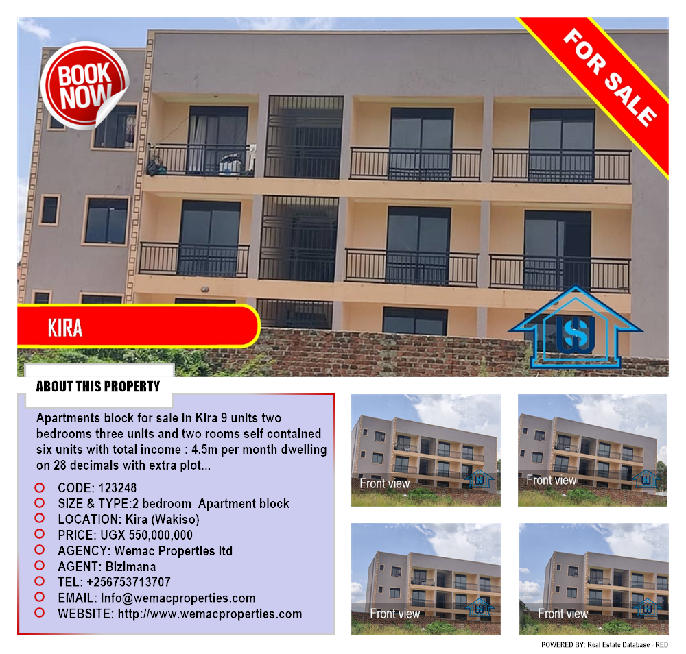 2 bedroom Apartment block  for sale in Kira Wakiso Uganda, code: 123248