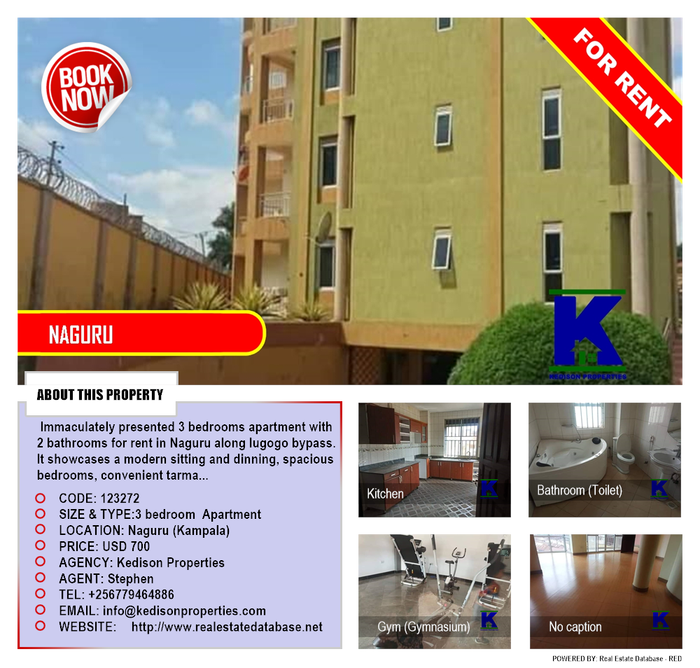 3 bedroom Apartment  for rent in Naguru Kampala Uganda, code: 123272