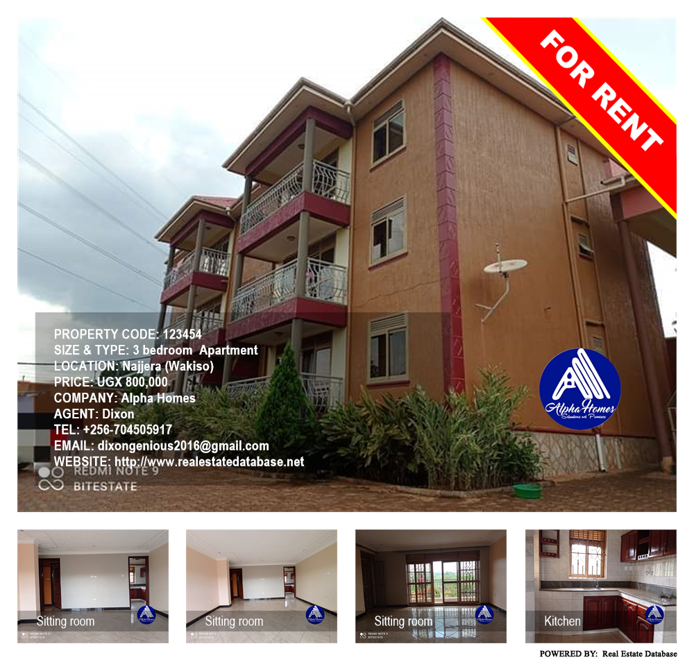 3 bedroom Apartment  for rent in Najjera Wakiso Uganda, code: 123454